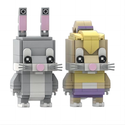 bugs bunny & lola bunny brickheadz building kit | looney tunes | moc-181242 - 2
