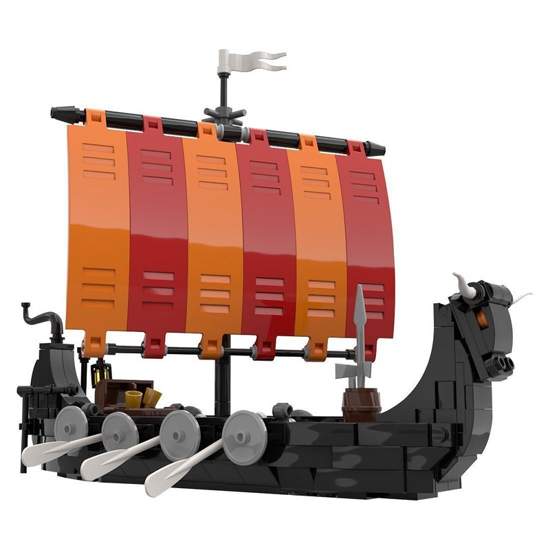 Bull Headed Longship MOC Viking Ship Building Kit | Nordic Sailing Model - 1