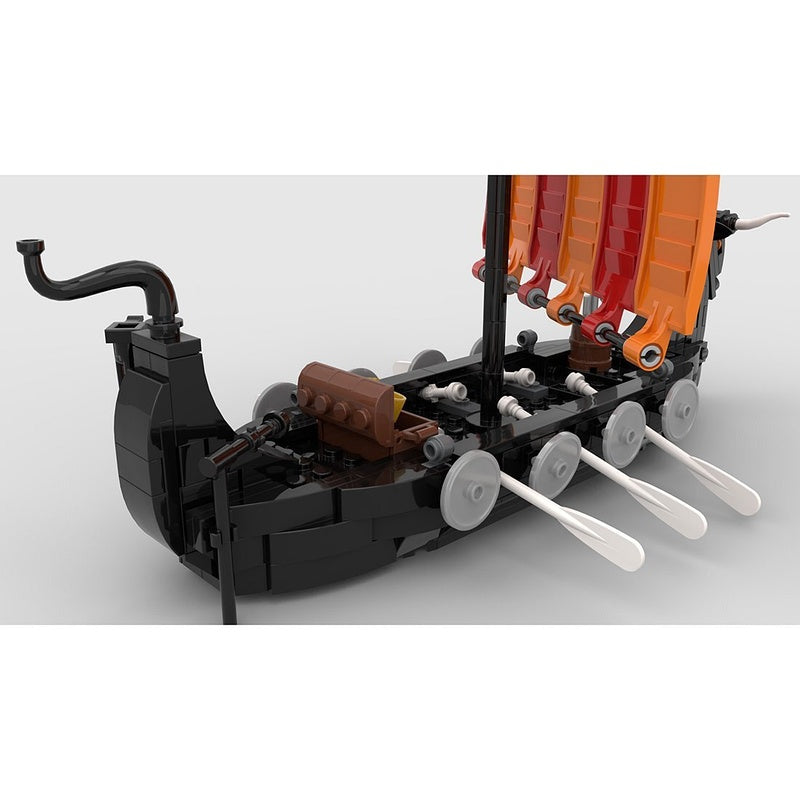 Bull Headed Longship MOC Viking Ship Building Kit | Nordic Sailing Model - 3