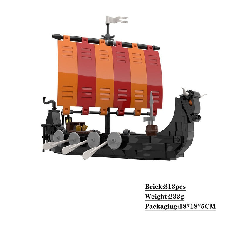 Bull Headed Longship MOC Viking Ship Building Kit | Nordic Sailing Model - 4