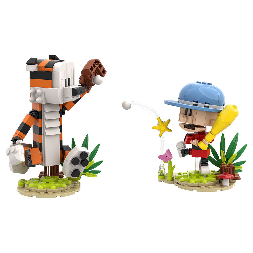 calvin and hobbes baseball scene building kit | lego compatible moc - 5