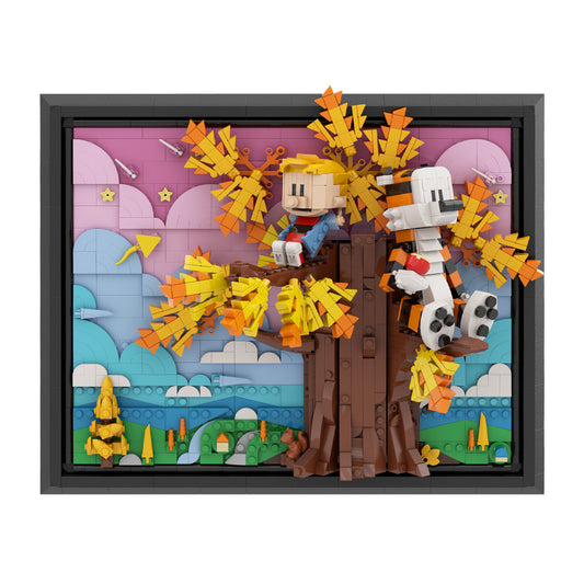 calvin and hobbes on the tree building set | lego compatible - 5
