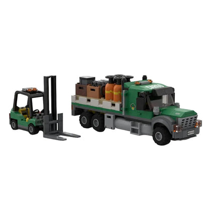 Cargo Flatbed Truck & Forklift Building Kit | LEGO-Compatible MOC - 1