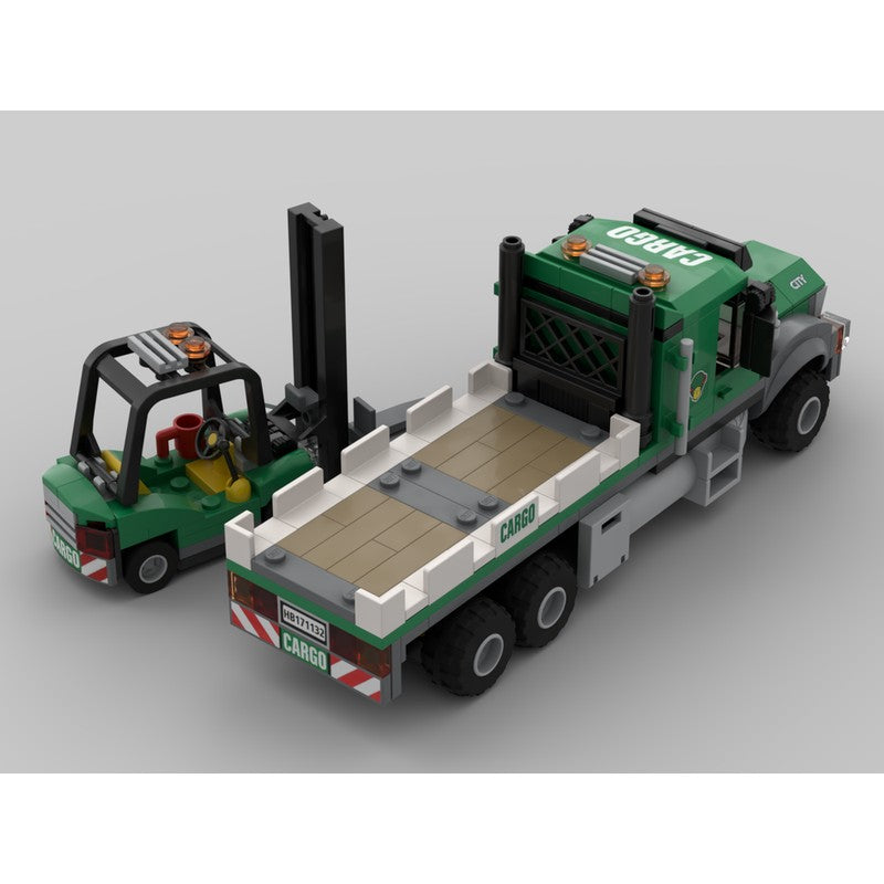 Cargo Flatbed Truck & Forklift Building Kit | LEGO-Compatible MOC - 2