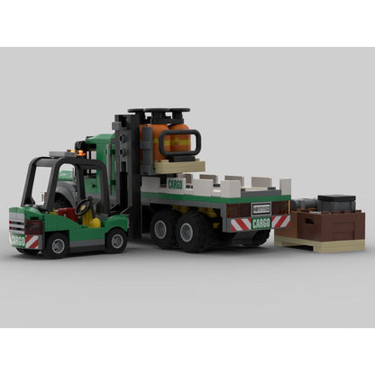 Cargo Flatbed Truck & Forklift Building Kit | LEGO-Compatible MOC - 3