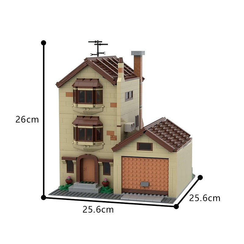 Cartoon Style Family House MOC Building Kit | Modular Suburban Home Model - 3