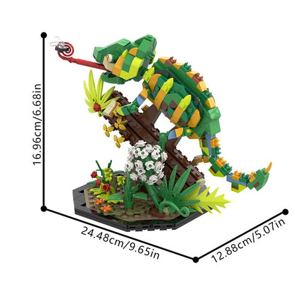 Chameleon Wildlife MOC Building Kit | Colorful Reptile Display Model - 10