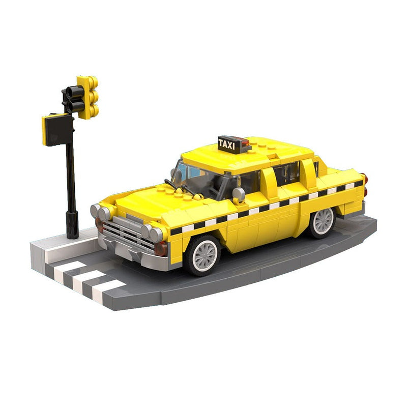 Checker Cab New York Taxi MOC Building Kit | Classic Sedan Vehicle Model - 1
