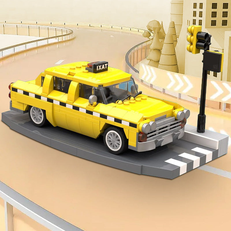 Checker Cab New York Taxi MOC Building Kit | Classic Sedan Vehicle Model - 2