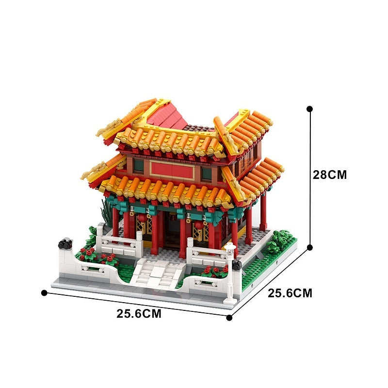 Chinese Temple MOC Modular Building Kit | Asian Architecture Model - 4