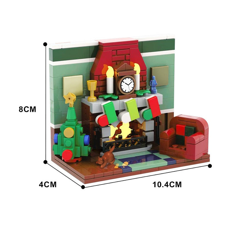 Christmas Fireplace MOC Building Kit | Holiday Display Scene - 4