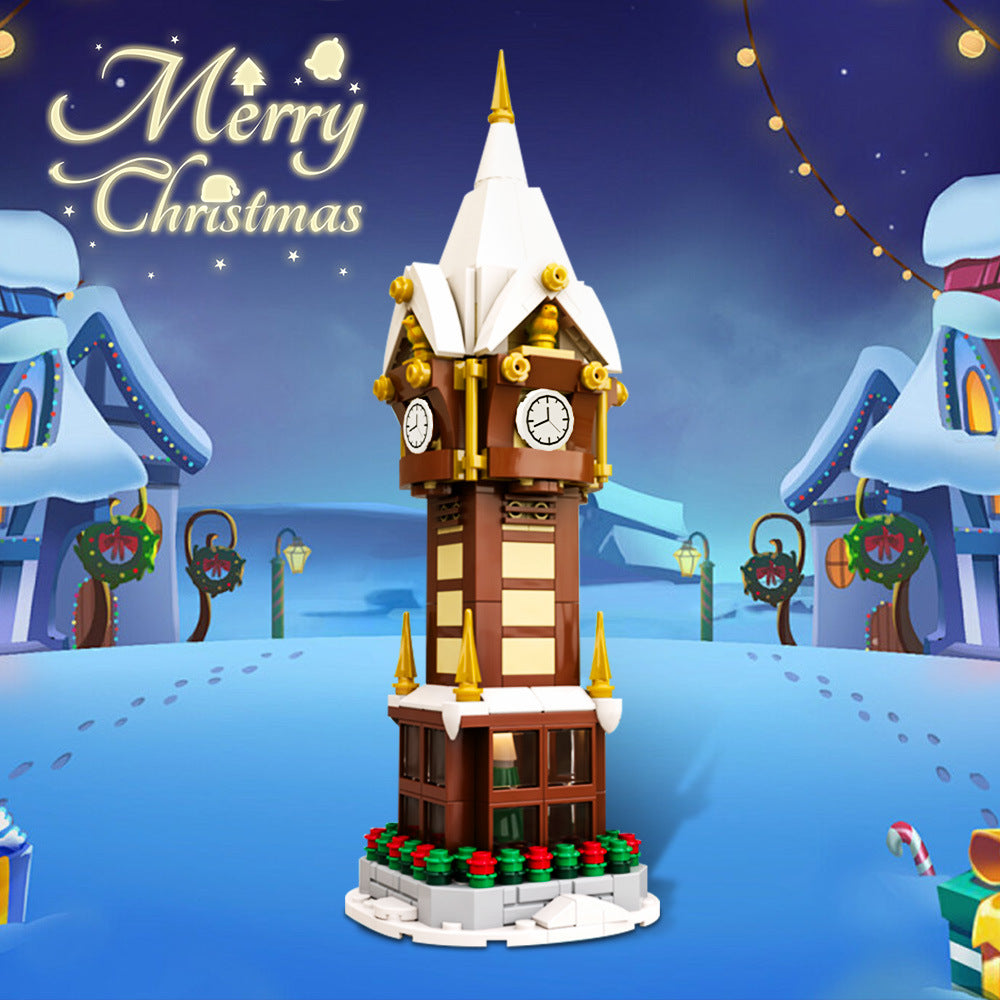 christmas street clock moc building set | moc-203594 - 1