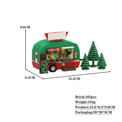 Christmas Tree Seller Caravan Shop Building Kit | Winter Village | LEGO-Compatible MOC - 2