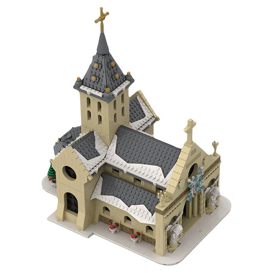 Christmas Village Church with Bell Tower MOC Building Kit - 1