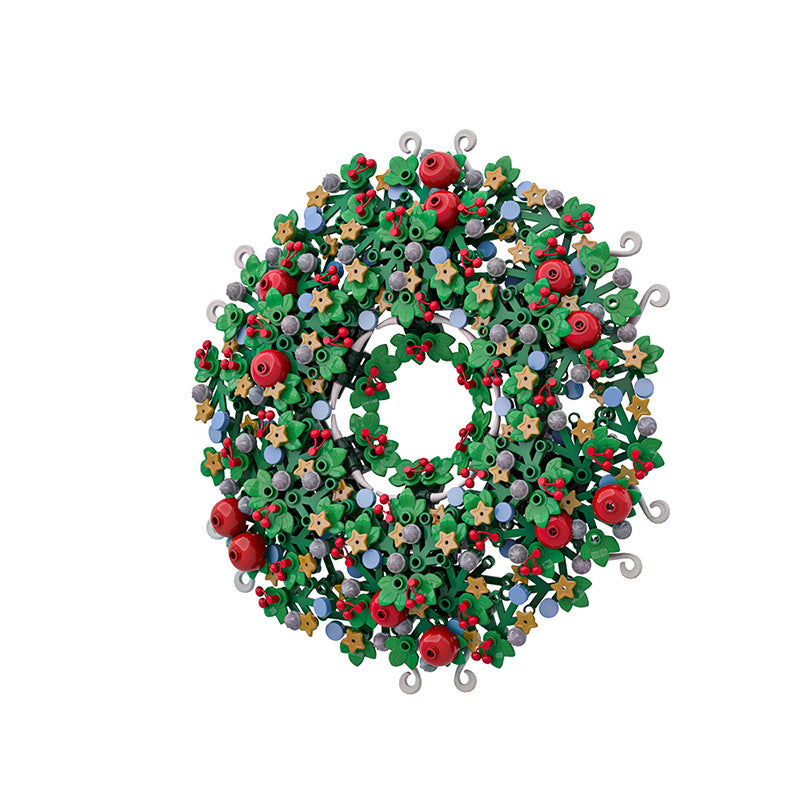 christmas wreath building set | lego compatible - 3