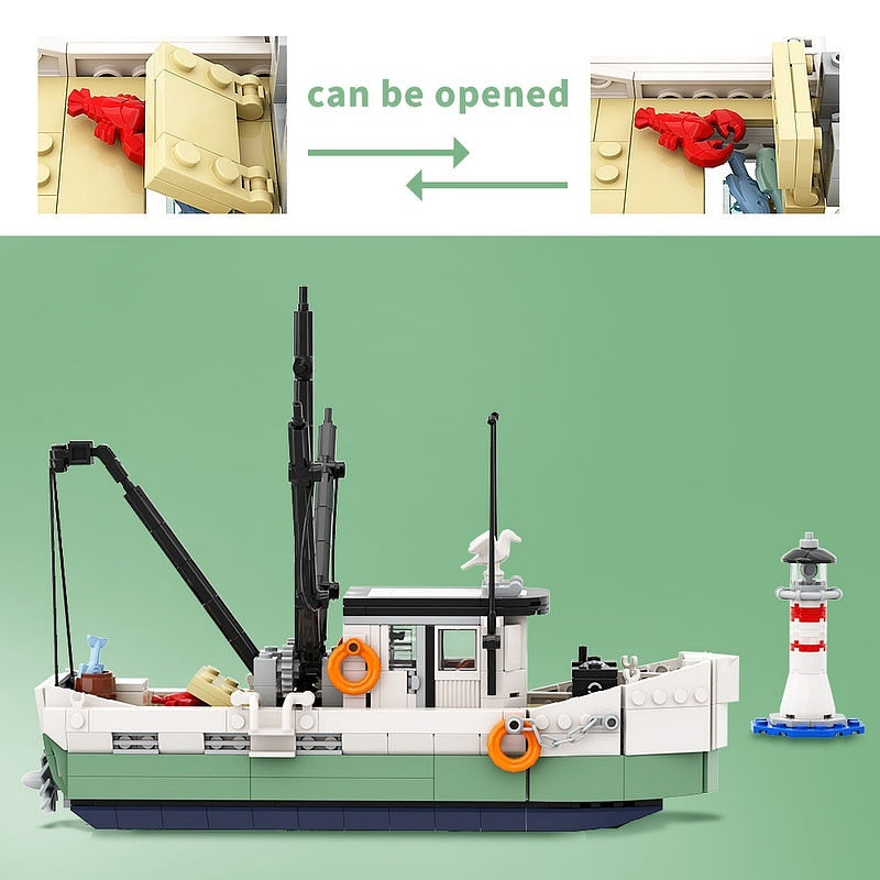Cinematic Shrimping Boat MOC Building Kit Maritime Diorama Display Model - 4