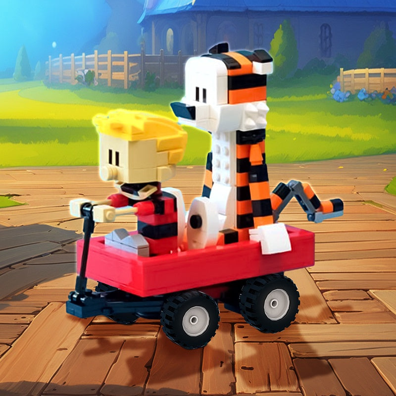 Classic Comic Boy and Tiger Building Kit with Steering | LEGO-Compatible MOC - 1