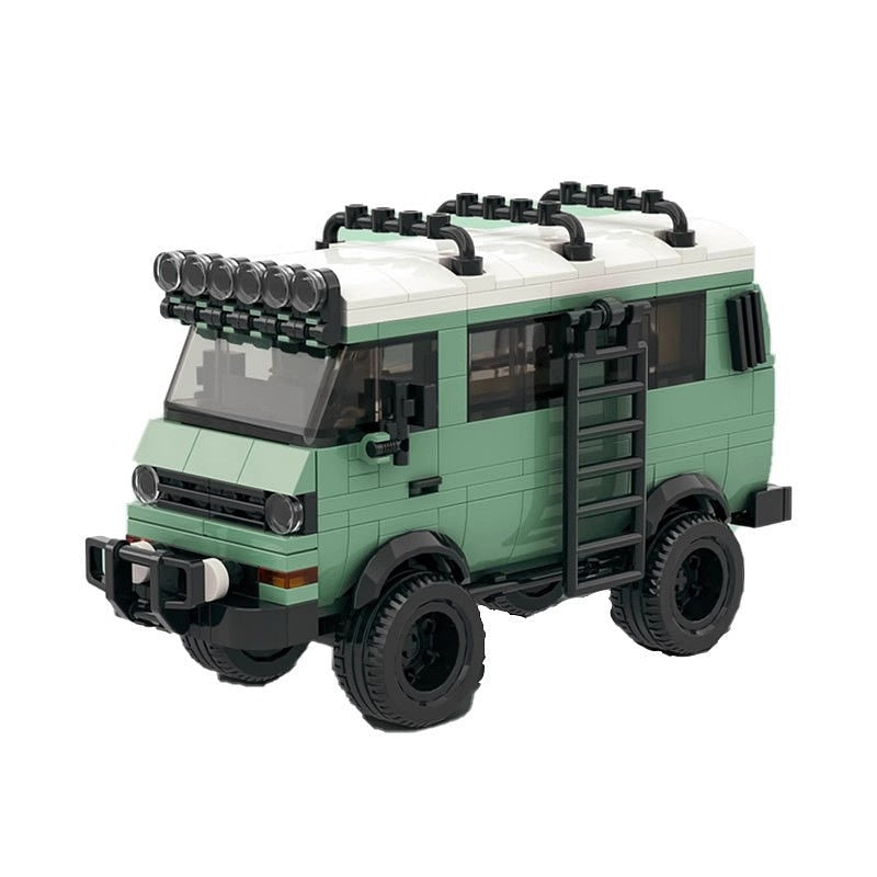 Classic Retro 4x4 Camper Van MOC Building Kit | 6-Wide Travel Vehicle Model - 1