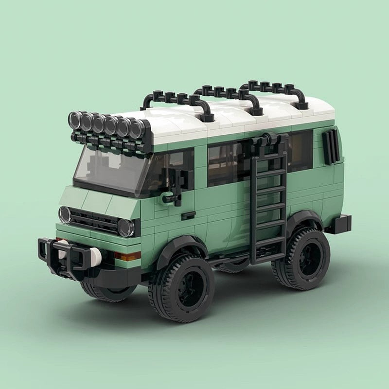 Classic Retro 4x4 Camper Van MOC Building Kit | 6-Wide Travel Vehicle Model - 2
