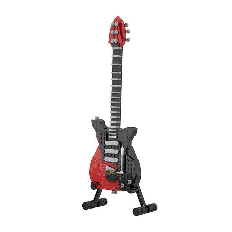 Classic Rock Electric Guitar Building Kit with Display Stand | LEGO-Compatible MOC - 1
