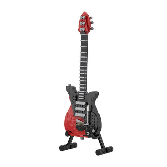 Classic Rock Electric Guitar Building Kit with Display Stand | LEGO-Compatible MOC - 1