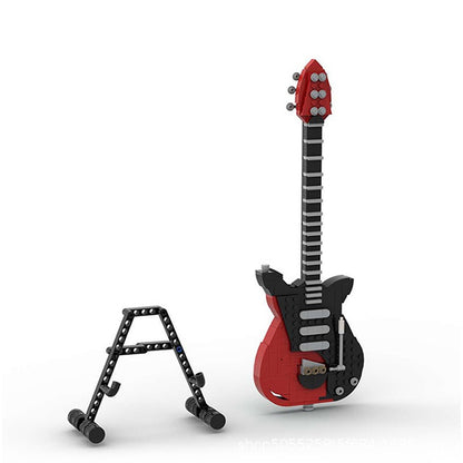 Classic Rock Electric Guitar Building Kit with Display Stand | LEGO-Compatible MOC - 2