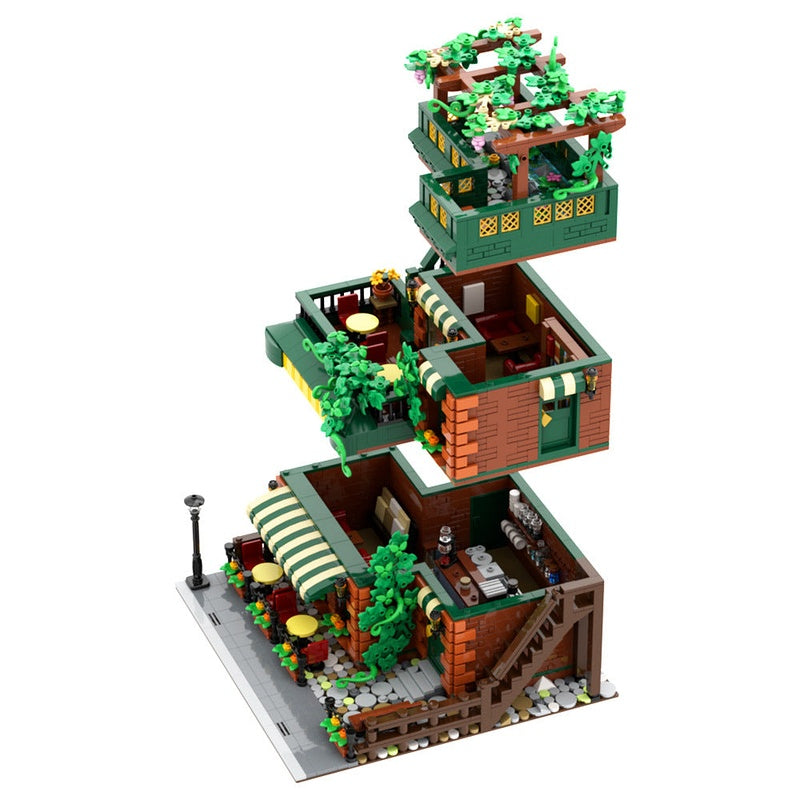 Coffeehouse MOC Building Kit Cozy Café Architecture Model - 4