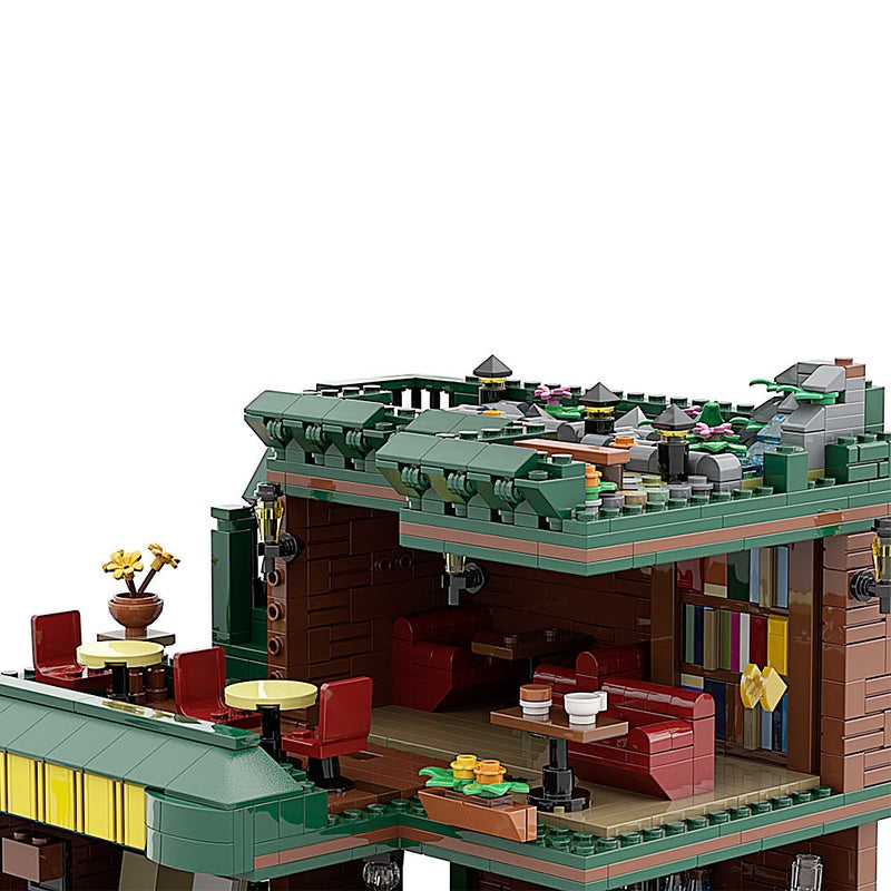 Coffeehouse MOC Building Kit Cozy Café Architecture Model - 7