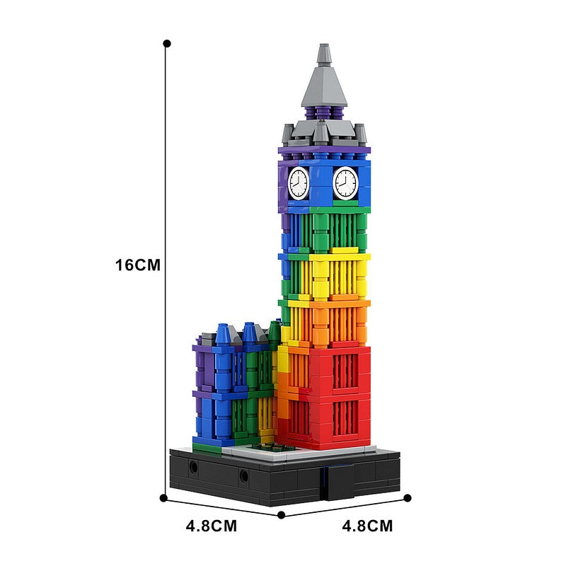 Colorful Big Ben MOC Historic Clock Tower Architecture Building Kit - 4