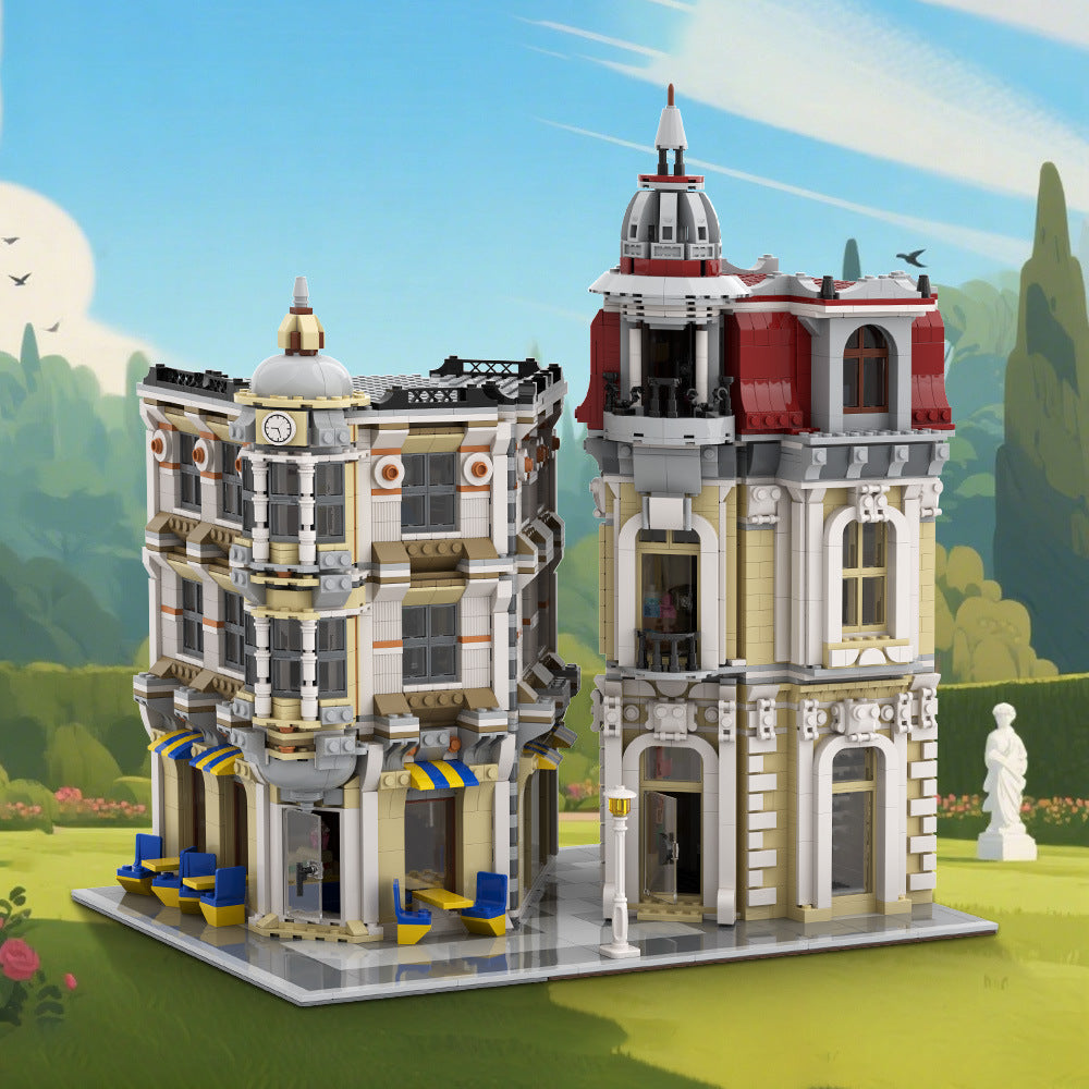 corner alley building set | lego compatible - 2