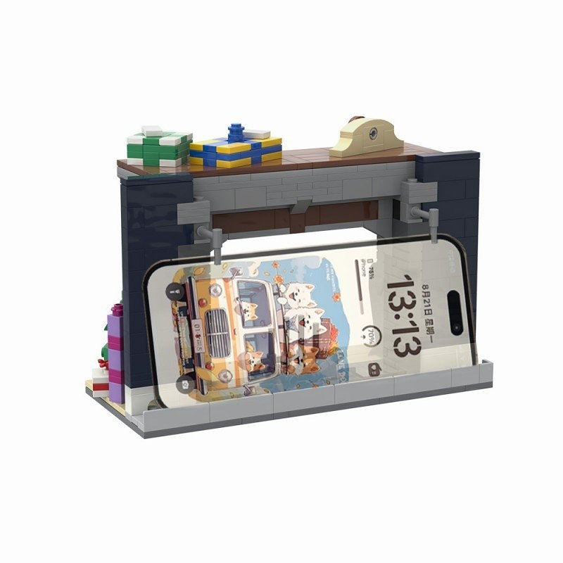 Cozy Fireplace Smartphone Holder MOC Building Kit | Home Display Decor - 3