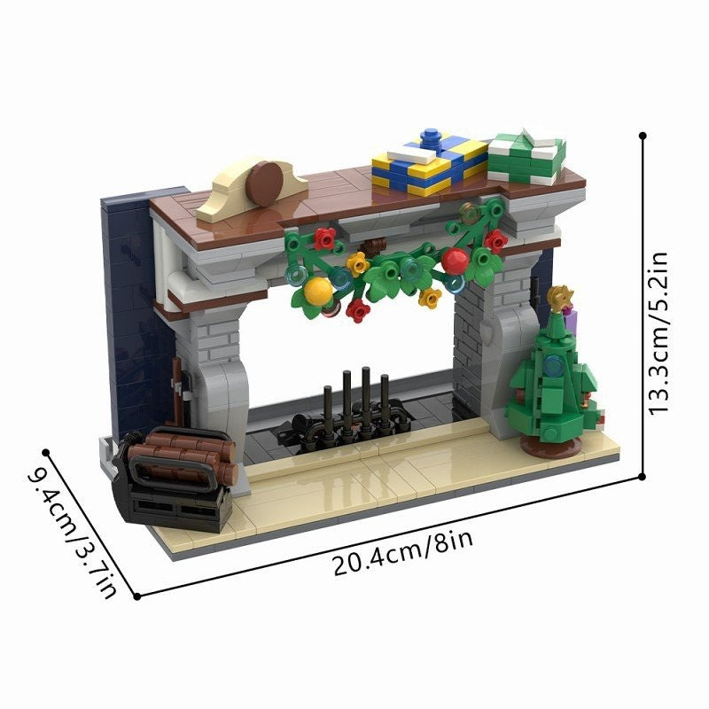 Cozy Fireplace Smartphone Holder MOC Building Kit | Home Display Decor - 4