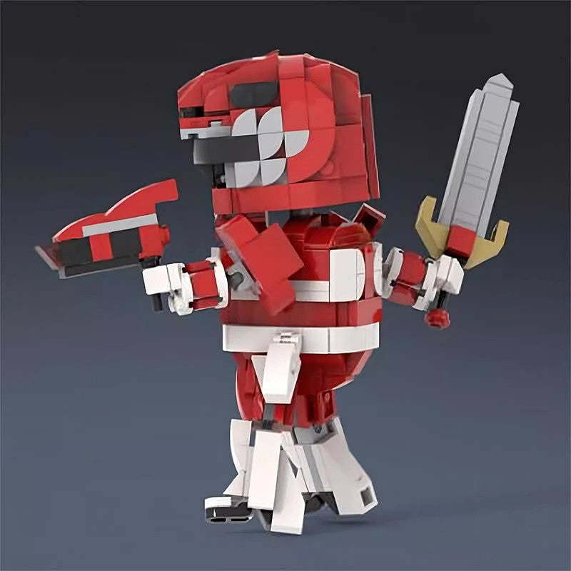 Crimson Hero Ranger MOC Building Kit | Armored Character Figure Model - 3
