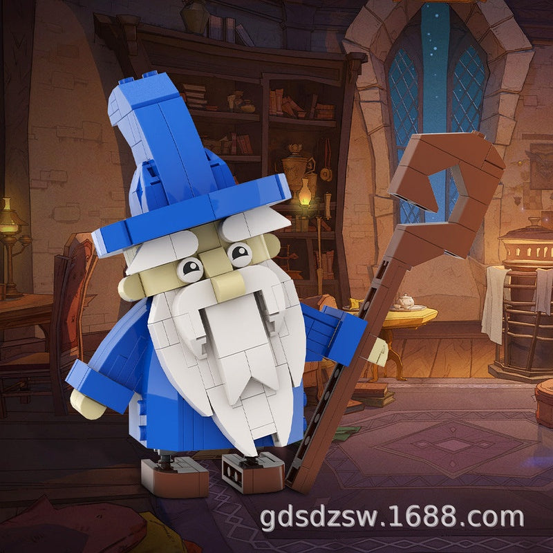 Cute Wizard Cube Character MOC Building Kit | Fantasy Figure Model - 3