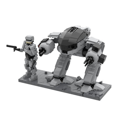 Cybernetic Officer & Heavy Mech Diorama MOC Building Kit - 2