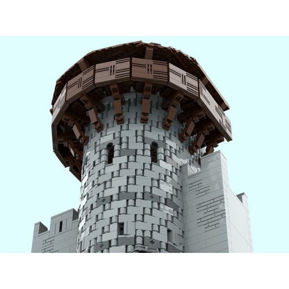 D-Shaped Wall Tower MOC Building Kit | Medieval Castle Architecture Model - 3