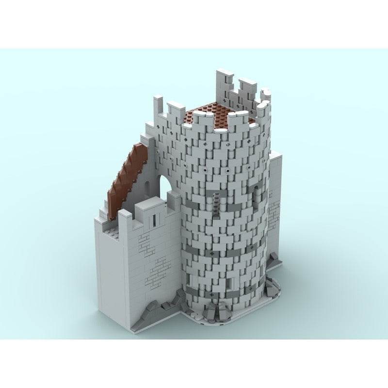 D-Shaped Wall Tower MOC Building Kit | Medieval Castle Architecture Model - 4