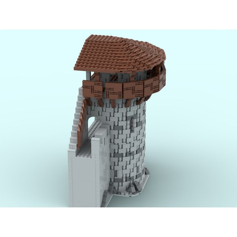 D-Shaped Wall Tower MOC Building Kit | Medieval Castle Architecture Model - 5