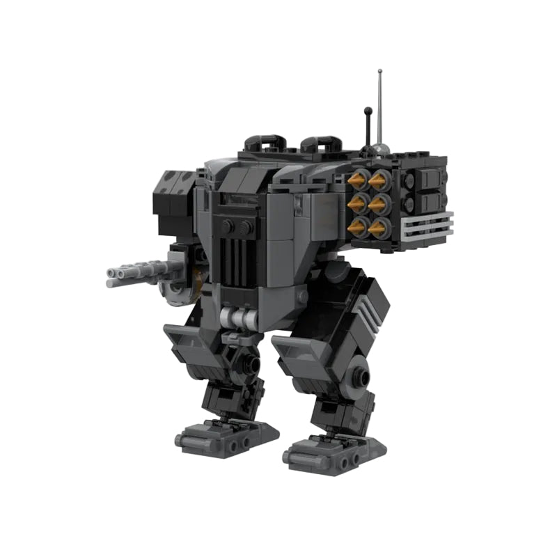 Dark Gray Missile & Heavy Cannon Combat Mech MOC Building Kit - 1