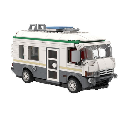 Detailed White RV Camper MOC Building Kit with Full Interior - 1