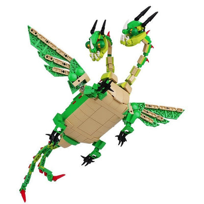 Double-Headed Dragon MOC Building Kit | Fantasy Creature Figure - 1