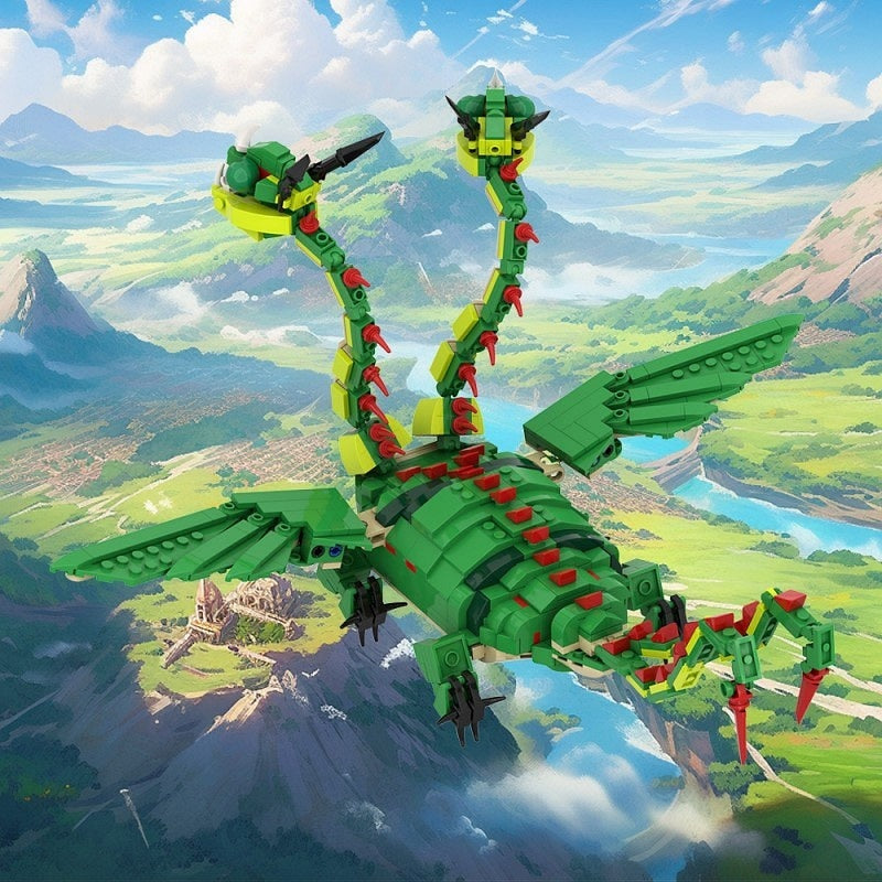 Double-Headed Dragon MOC Building Kit | Fantasy Creature Figure - 4