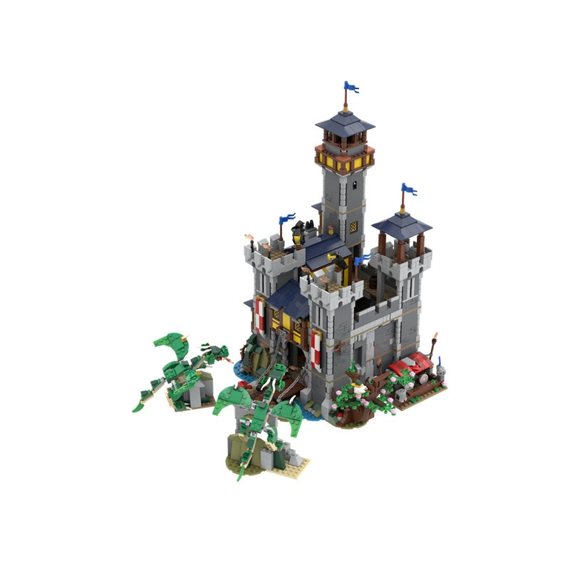 Dragon Attack Castle MOC Fantasy Fortress Building Kit - 1
