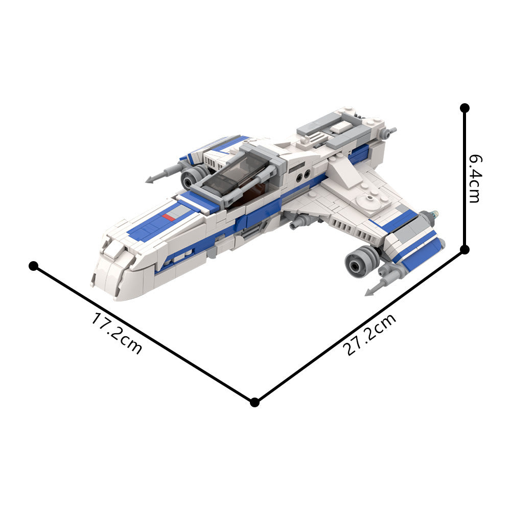 e wing starfighter building set | minifigure scale | star wars | moc-220289 - 4