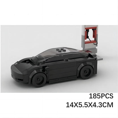 Electric EV Sedan MOC Vehicle Building Kit | 6-Stud Design - 4