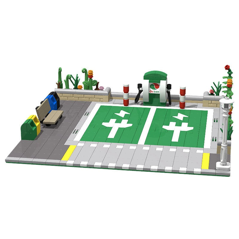 Electric Vehicle Charging Station MOC Building Kit | Modern City Scene - 1