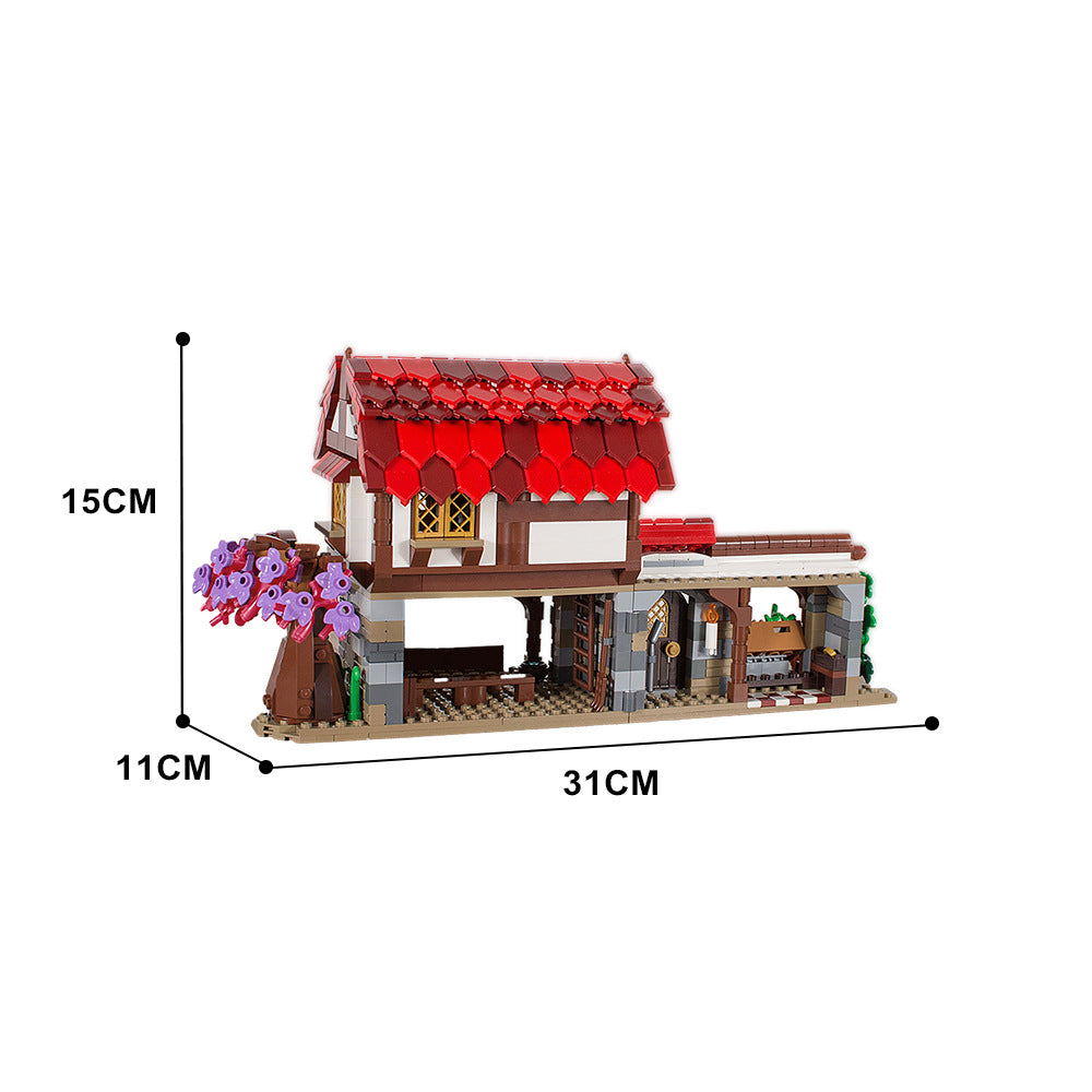 european medieval market building set |  compatible - 4