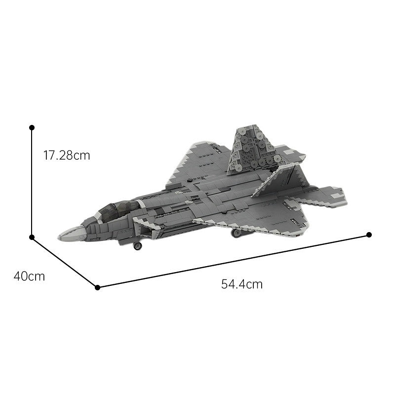 F22 Stealth Fighter Jet Building Kit | 1:35 Scale LEGO-Compatible MOC - 2