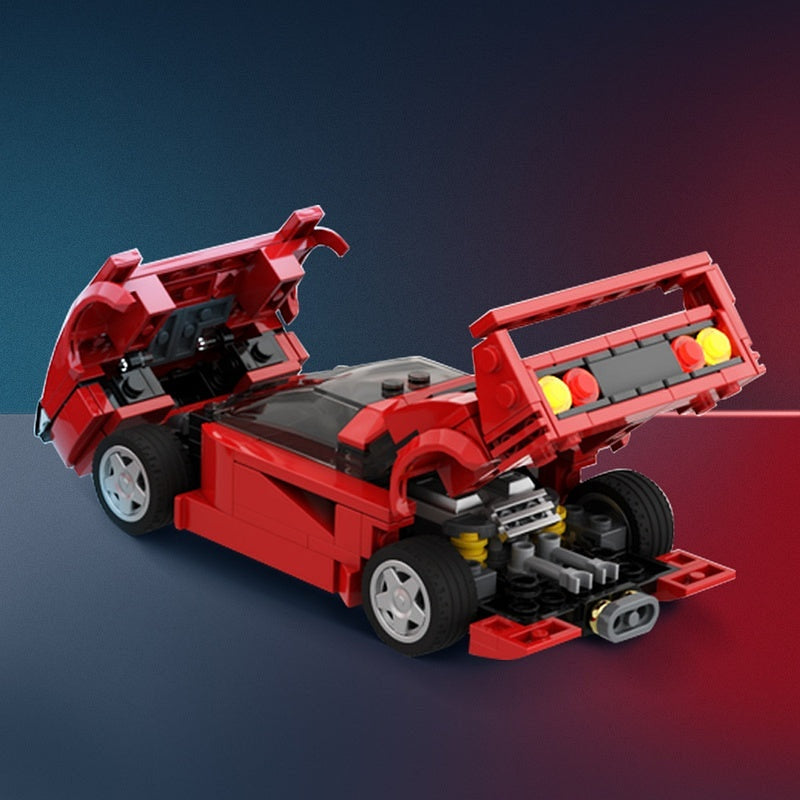 F40 Inspired Supercar MOC Building Kit | 8-Wide Sports Car Model - 3