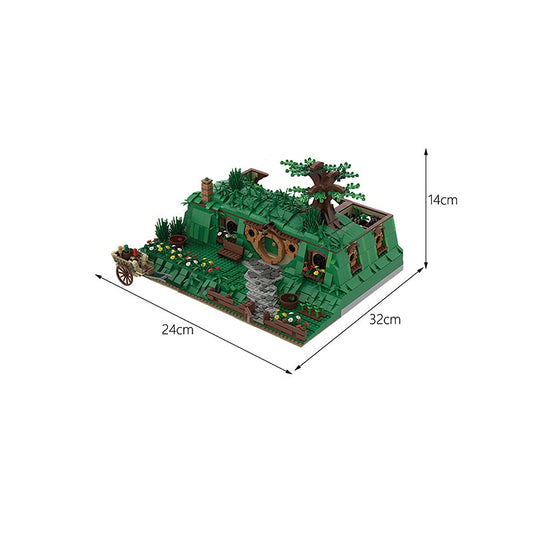 Fantasy Halfling Hole Hillside Burrow House Front Facade Building Kit | LEGO-Compatible MOC - 1